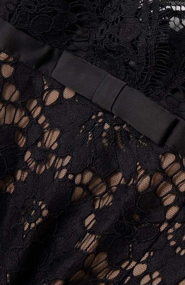 レース サテントリム キャミソール マキシドレス ブラック 黒 - セルフ