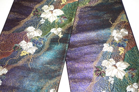 【袋帯】紫色の地に葡萄 道長取りの袋帯 やまと謹製 - リサイクル着物通販｜きもの・白檀