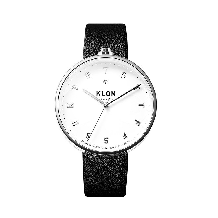 KLON AUTOMATIC WATCH BLACK LEATHER -ALPHABET TIME- 43mm カジュアル 腕時計
