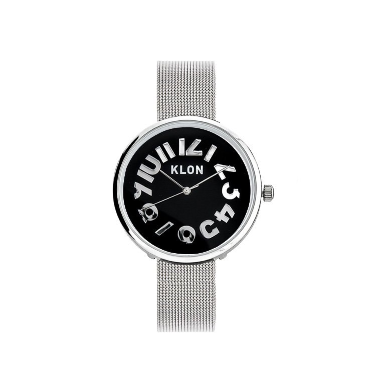 【組合せ商品】KLON HIDE TIME -SILVER MESH-【BLACK SURFACE】Ver.SILVER(40mm×33mm) カジュアル 腕時計