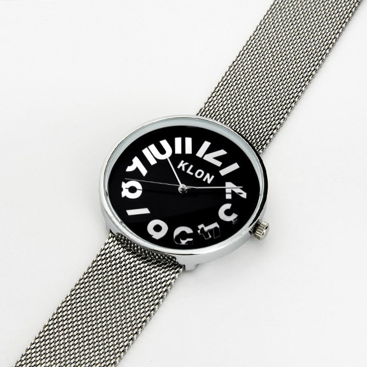 【組合せ商品】KLON HIDE TIME -SILVER MESH-【BLACK SURFACE】Ver.SILVER(40mm×33mm) カジュアル 腕時計