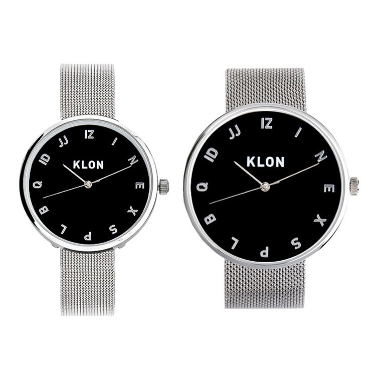 【組合せ商品】KLON MOCK NUMBER -SILVER MESH-【BLACK SURFACE】Ver.SILVER(40mm×33mm) カジュアル 腕時計