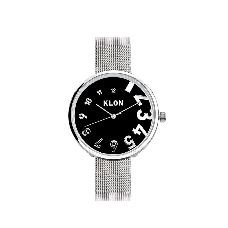【組合せ商品】KLON EDDY TIME -SILVER MESH-【BLACK SURFACE】Ver.SILVER(40mm×33mm) カジュアル 腕時計