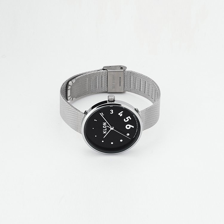 KLON EDDY TIME REINCARNATION ABACK -SILVER MESH-【BLACK SURFACE】38mm カジュアル 腕時計