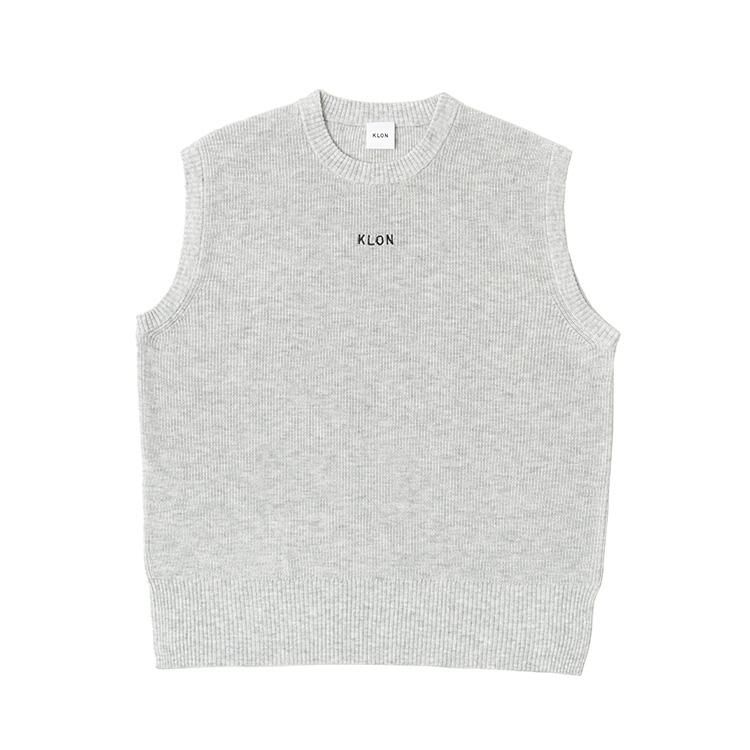 KLON KNIT RIB-VEST LOGO MOTTLED GRAY