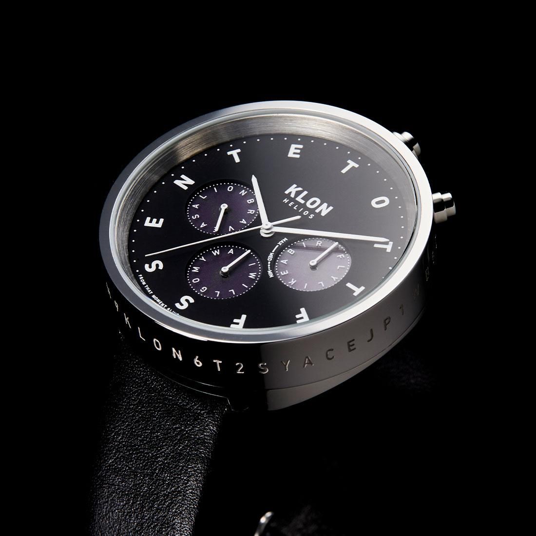 KLON HELIOS BLACK LEATHER -ALPHABET TIME- 43mm