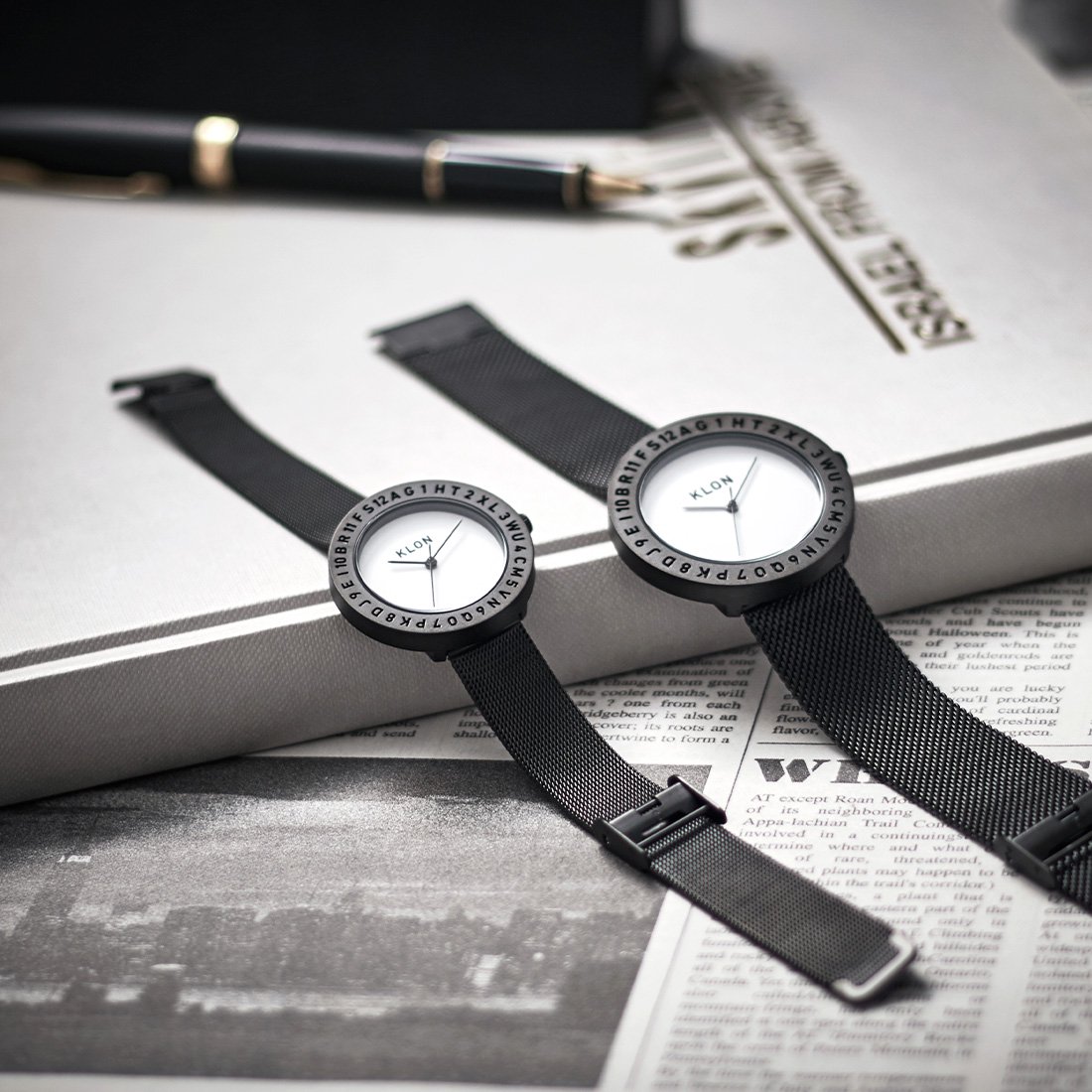 KLON ENGRAVE TIME -BLACK MESH- 33mm カジュアル 腕時計