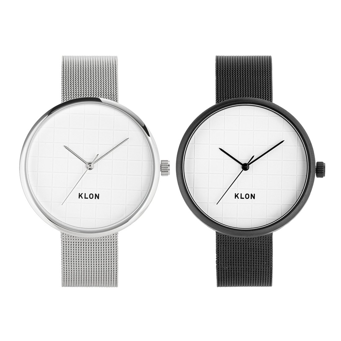 【組合せ商品】KLON GRID TIME (-SILVER MESH- 38mm×-BLACK MESH- 38mm) カジュアル 腕時計
