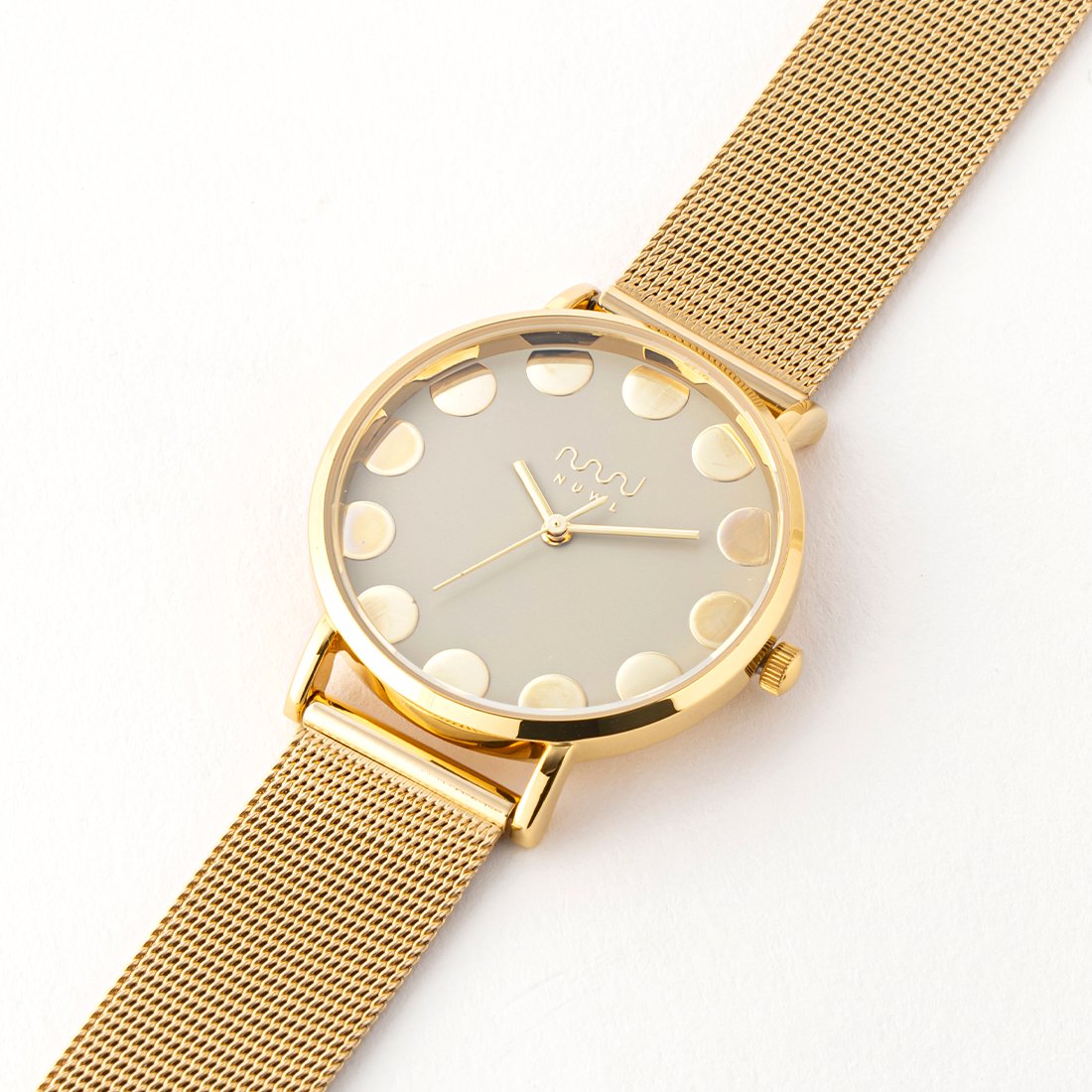 NUWL EVEN DOT MESH STRAP -GOLD- カジュアル 腕時計