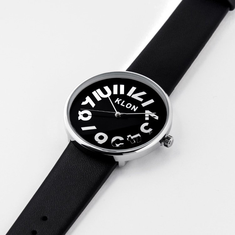 【組合せ商品】KLON HIDE TIME BLACK【BLACK SURFACE】Ver.SILVER(33mm×40mm) カジュアル 腕時計