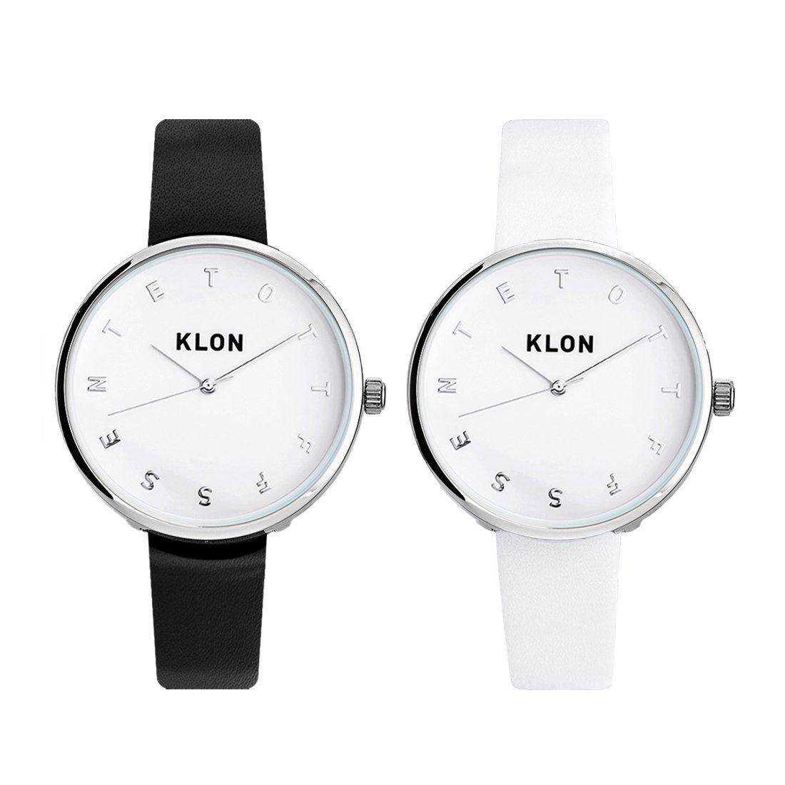 【組合せ商品】KLON ALPHABET TIME Ver.SILVER 33mm(BLACK×WHITE) カジュアル 腕時計