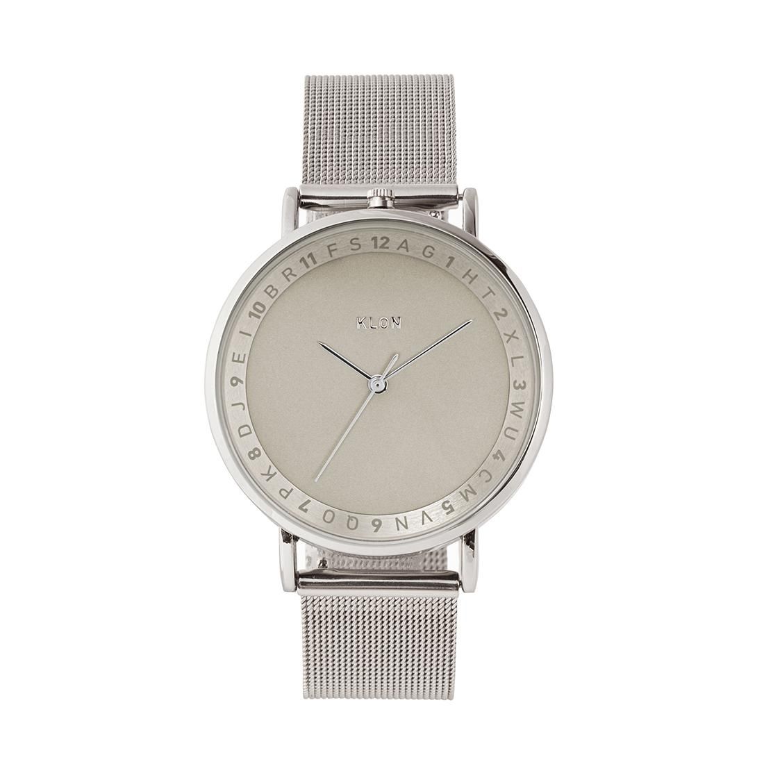 KLON SLIM SOLAR STYLE ENGRAVE TIME -SILVER MESH- 38mm