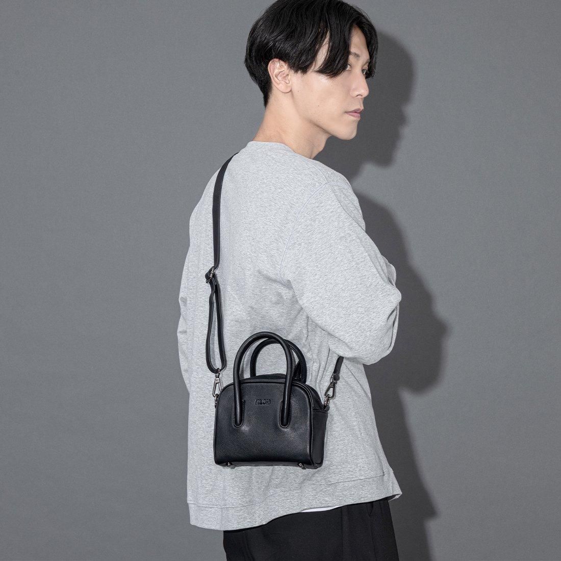 KLON LEATHER BAG ROUND MINI BLACK