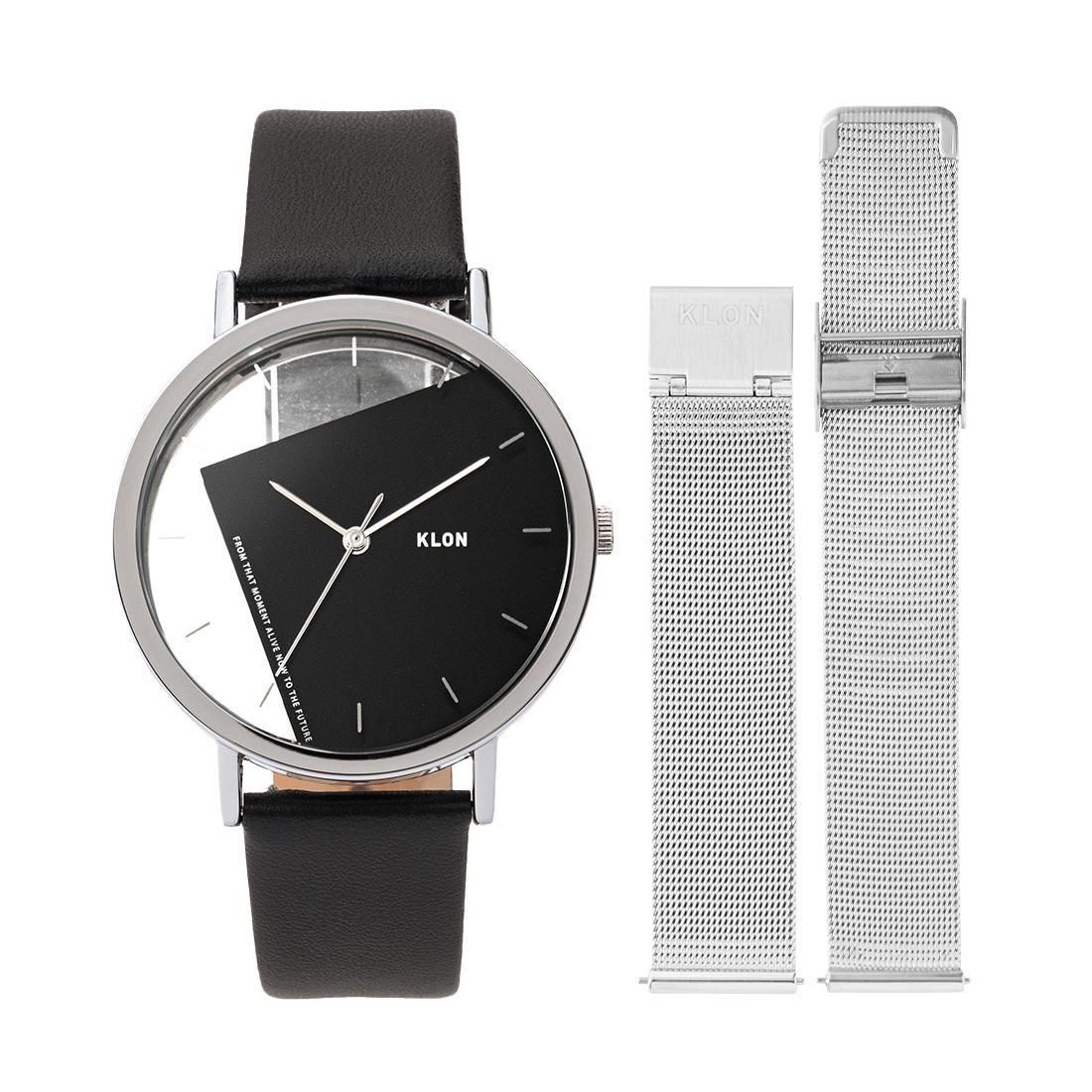KLON INVISIBLE UNIVERSAL SHAPES [rectangle] BLACK -SILVER MESH STRAP SET- 38mm