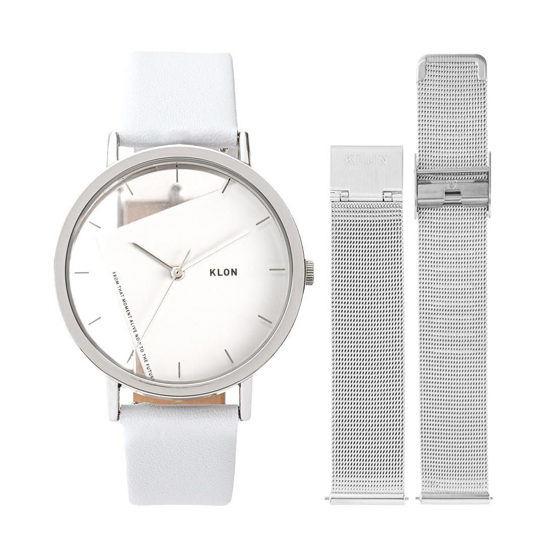 KLON INVISIBLE UNIVERSAL SHAPES [rectangle] WHITE -SILVER MESH STRAP SET- 38mm