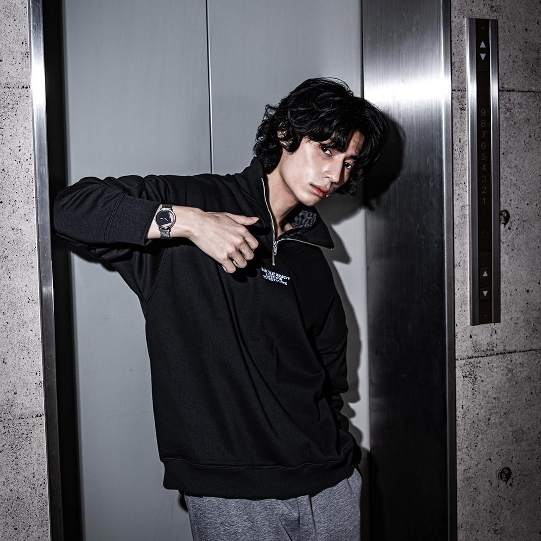 KLON LOOSE FIT HALF-ZIP SWEAT BLACK カジュアル 腕時計