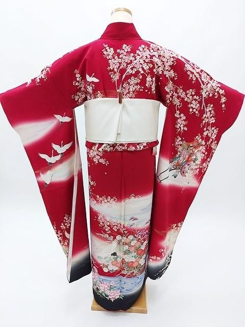 中古品】振袖・紺ぼかし菊扇子/成人式/卒業式/結婚式/