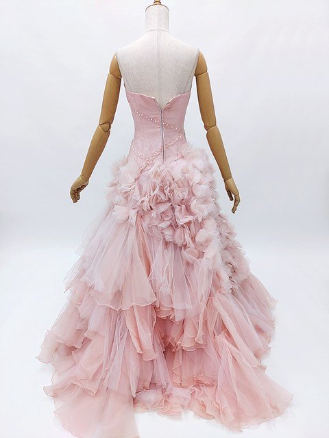 中古 カラー ドレス ２５７２ ピンク 小さ目 サイズ 5号 ベアトップ レンタル処分 貸衣装処分 きもの道楽