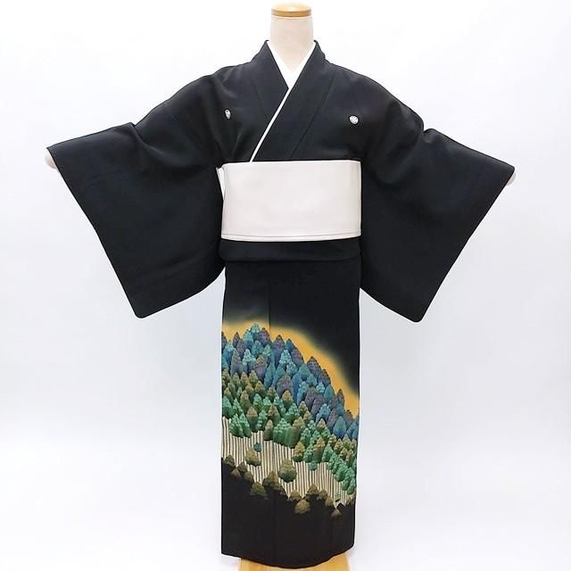 黒留袖 留め袖 S-Mサイズ 中古 貸衣装処分品 風景画 リユース 黒留袖 留め袖 S-Mサイズ 中古 貸衣装処分品 風景画 リユース