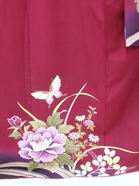 赤紫 藤 牡丹 古典柄 中古 振袖 598 リサイクル LLサイズ 赤紫 藤 牡丹 古典柄 中古 振袖 598 リサイクル LLサイズ
