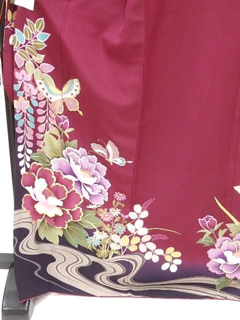 赤紫 藤 牡丹 古典柄 中古 振袖 598 リサイクル LLサイズ 赤紫 藤 牡丹 古典柄 中古 振袖 598 リサイクル LLサイズ