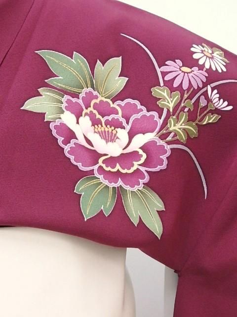赤紫 藤 牡丹 古典柄 中古 振袖 598 リサイクル LLサイズ 赤紫 藤 牡丹 古典柄 中古 振袖 598 リサイクル LLサイズ