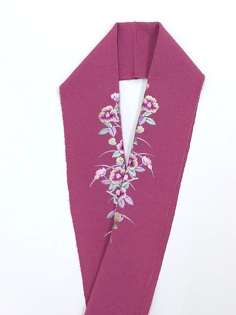 刺繍 半襟 半衿 赤紫 椿 新品 和装小物 １４１ 振袖 訪問着 貸衣装処分
