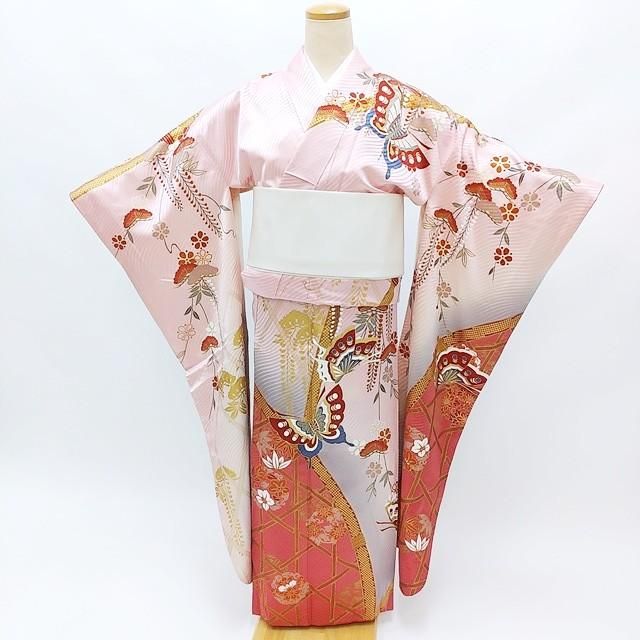 中古 リサイクル リユース ピンク 朱赤 古典柄 レトロ柄 大正ロマン風 611 貸衣装処分 きもの道楽 中古 リサイクル リユース ピンク 朱赤 古典柄 レトロ柄 大正ロマン風 611 貸衣装処分 きもの道楽
