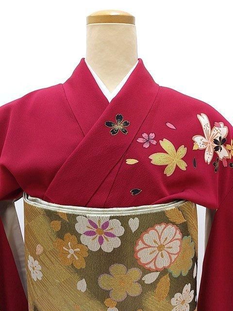 中古 貸衣装処分 リユース 振袖 振り袖 袋帯 コーデ 赤 Lサイズ