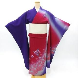 未使用】振袖 未仕立て 正絹 青色 たかぶり