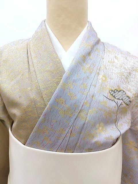 訪問着 付け下げ S-Mサイズ 染め分け 茶 銀色 中古 貸衣装 訪問着 付け下げ S-Mサイズ 染め分け 茶 銀色 中古 貸衣装