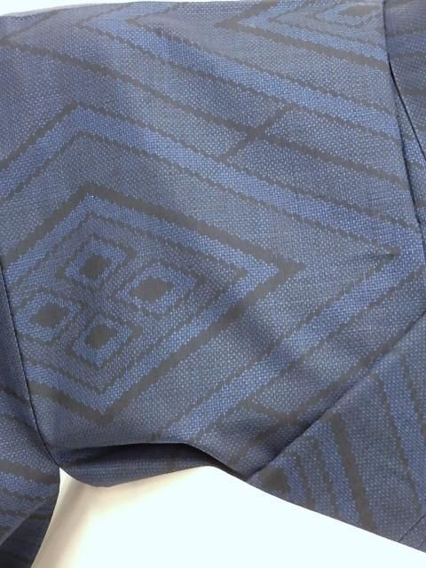 中古 リユース品 紬 大島紬 黒紺色 カジュアル きもの道楽