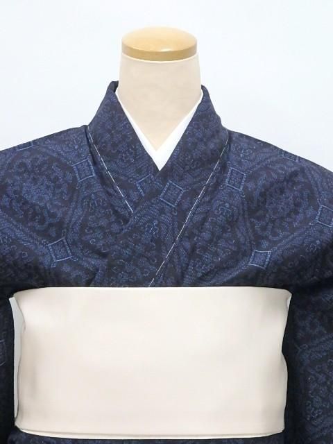 中古 リユース品 紬 結城紬 青紺色 カジュアル きもの道楽 中古 リユース品 紬 結城紬 青紺色 カジュアル きもの道楽