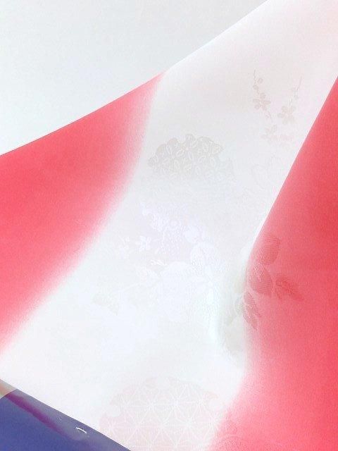売れ筋介護用品も！ 振袖用長襦袢 薄ピンク花柄 袖赤入り 絹100% リメイクや仕立てお稽古 着物・浴衣