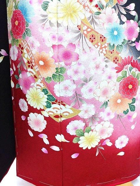 振袖 振り袖 長襦袢 未仕立て 長期保管品 M～Lサイズ 黒 赤