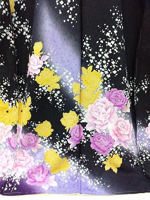 振袖 振り袖 長襦袢 未仕立て 長期保管品 M～Lサイズ 黒 紫