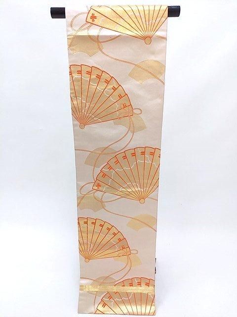 美品】 全通柄丸帯 リバーシブル 幾何学模様 銀糸 振袖 色無地