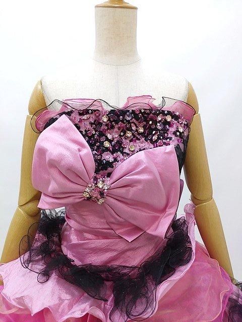 中古 貸衣装処分品 カラードレス 11号 Lサイズ ピンク 黒 中古 貸衣装処分品 カラードレス 11号 Lサイズ ピンク 黒