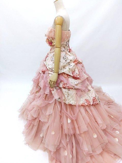 中古 貸衣装処分 カラードレス ピンク 11号 Lサイズ 花柄 中古 貸衣装処分 カラードレス ピンク 11号 Lサイズ 花柄