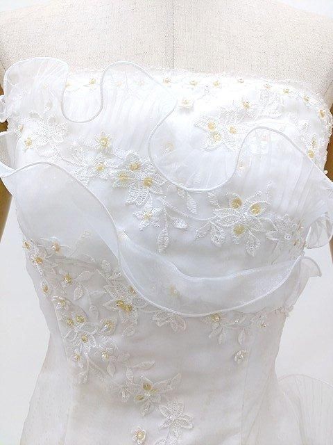 中古 貸衣装処分 ウェディングドレス 白 Aライン 9号 Mサイズ 中古 貸衣装処分 ウェディングドレス 白 Aライン 9号 Mサイズ