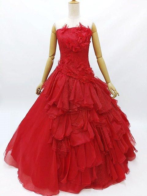 カラードレス ロング 中古 貸衣装処分 11号 Lサイズ 赤