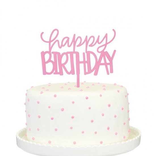 ケーキトッパー Happy Birthday ピンク ケーキ用飾り Cake Topper ハッピーバースデイ ファーストバースデイ 1歳誕生日 メール便可 Pct03 P