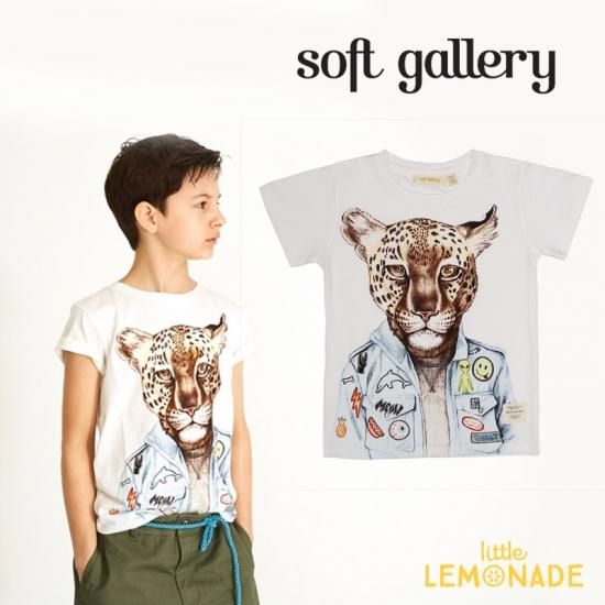 Soft Gallery ソフトギャラリー ヒョウイラストのtシャツ 半袖 子供 3歳 4歳 5歳 夏服 ブランド 個性的 オシャレ Tシャツ Bass T Shirt White Cooleo リトルレモネード