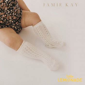 【Jamie Kay】 Ellie Sock - MILK  【0-3か月/1-2歳/4-6歳/6-8歳】 靴下　子供ベビー用  ホワイト ひざ下丈 レース