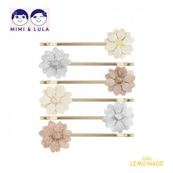 【Mimi&Lula ミミアンドルーラ】MEADOW FLOWER KIRBYS /お花ヘアピン6個セット ヘアアクセサリー 女の子 20AW（602054 08）