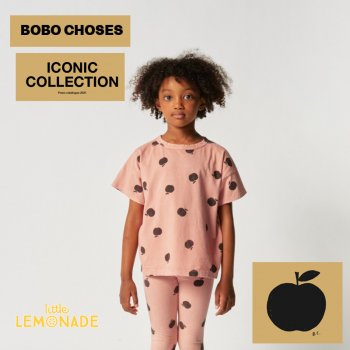 【BOBO CHOSES】 ICONIC COLLECTION　T-Shirt ミニりんご柄 ピンクオレンジ【2-3歳/4-5歳/6-7歳】 321EC068 21SS ボボショーズ YKZ