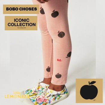 【BOBO CHOSES】 ICONIC COLLECTION　Leggings ミニりんご柄 オレンジピンク 【2-3歳/4-5歳】 321EC080 21SS ボボショーズ YKZ