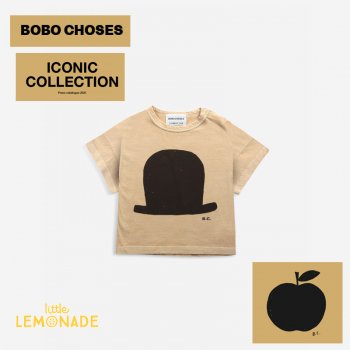 【BOBO CHOSES】 ICONIC COLLECTION　T-shirt ハット柄 ライトブラウン 【12-18M/24-36M】 321EB042  ボボショーズ YKZ