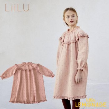 【LiiLu】  Franka Dress 【6歳/8歳】 ワンピース ピンク 刺繍 花柄 フリル 長袖 キッズ ドレス  ドイツ リール  ◆SALE