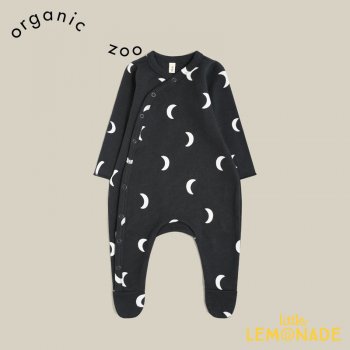  【organic zoo】 Midnight Suit 【0-3か月/3-6か月/6-12か月】 長袖足付きカバーオール 月柄 ブラック オーガニックコットン JMSLOZ 21AW